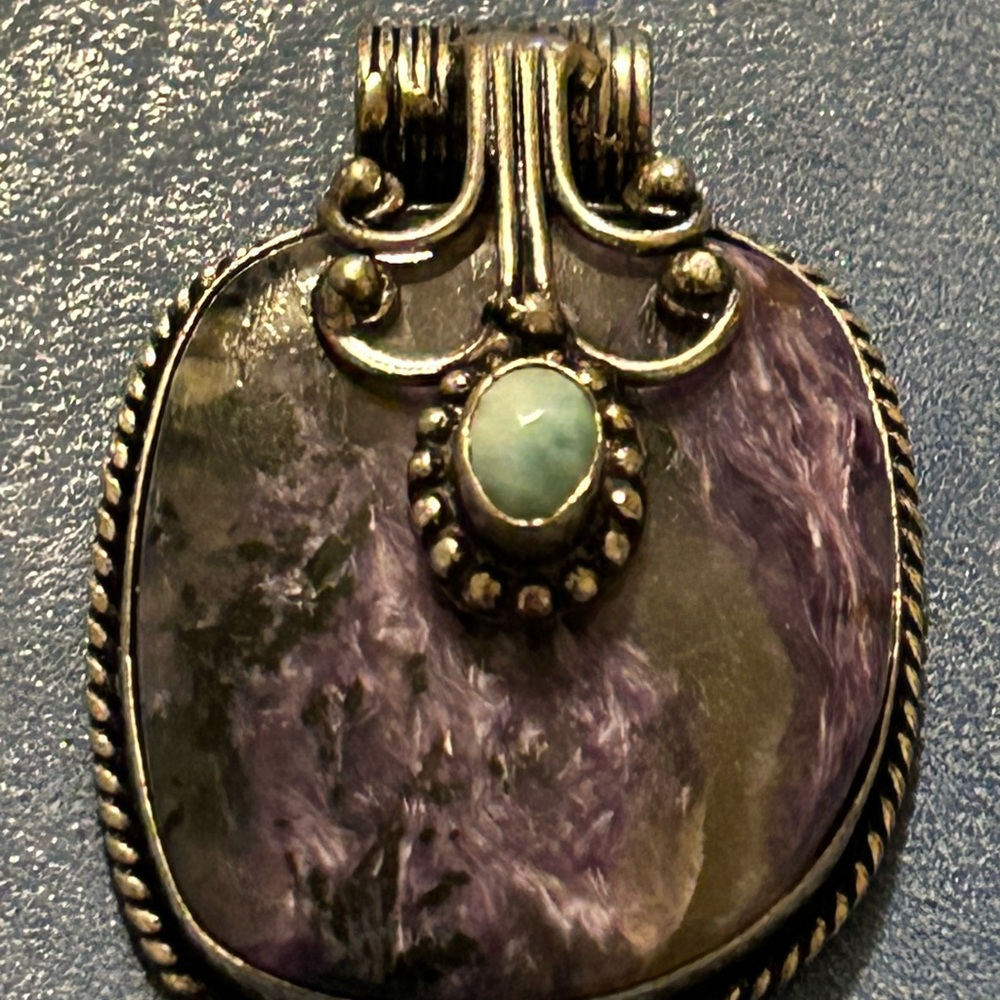 Elegant Amethyst and Larimar Pendent